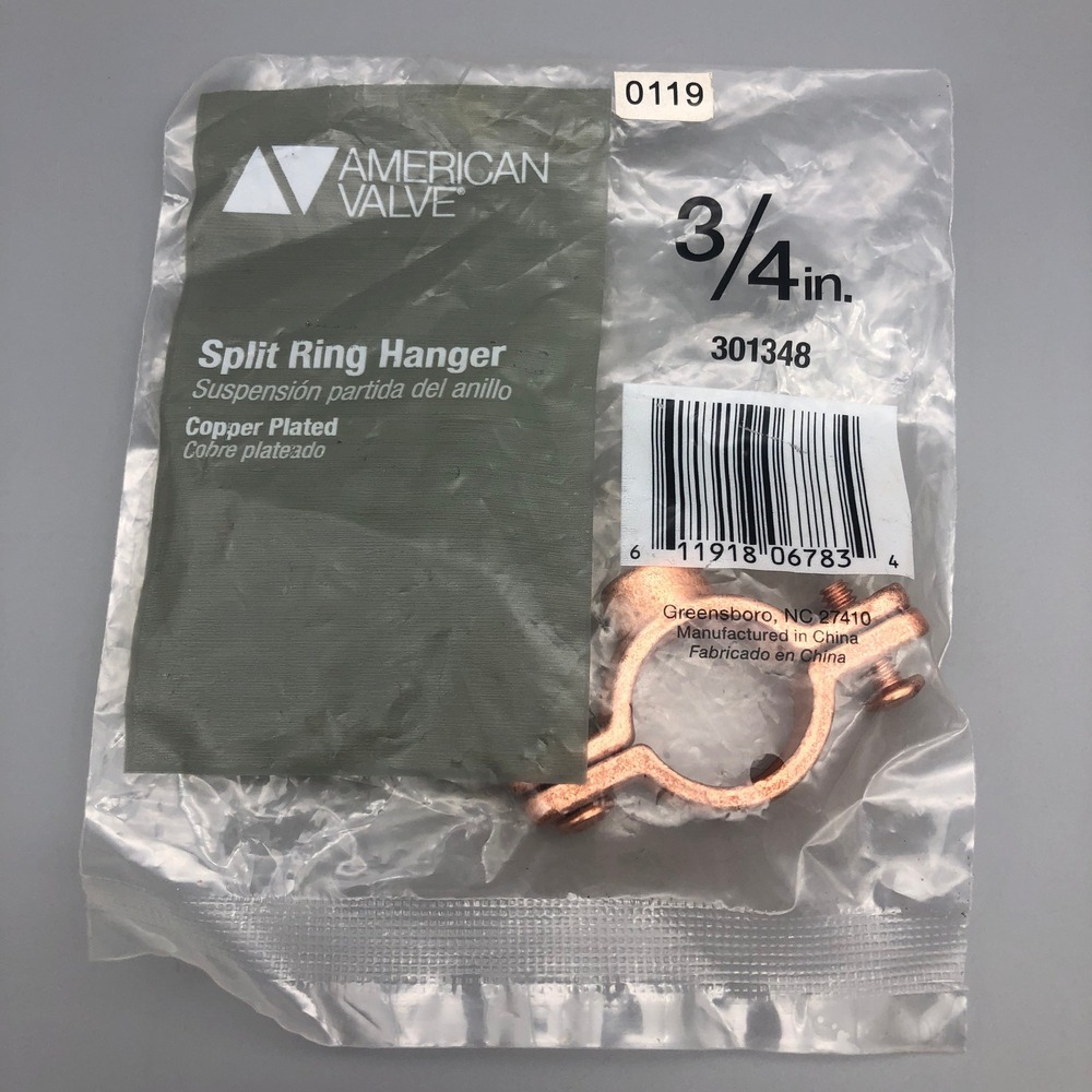 American Valve 3/4 in Copper Plated Split Ring Hanger 301348